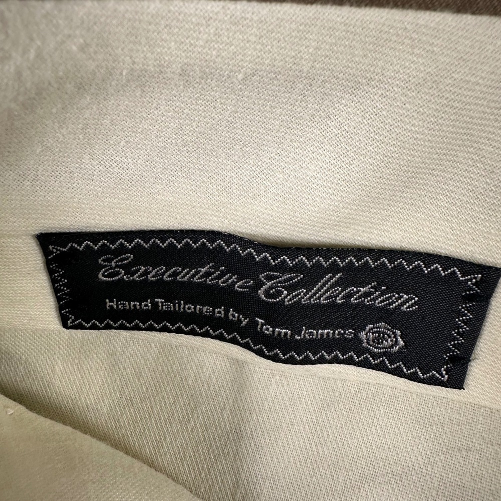 Tom James Executive Collection Mens 34 Tan Pleated Dress Pants Hand Tailored USA - Picture 2 of 10